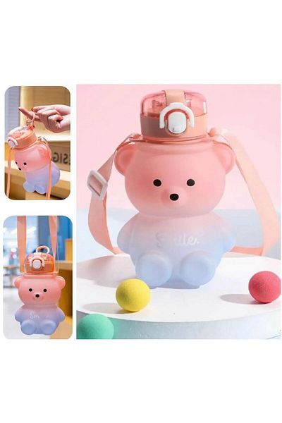 glassepet Soft Smile Teddy Bear Model Motivational 2 Pieces Water Bottle Water Bottle 800ml Bpa Free Water Bottle