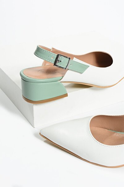 DUXAL SHOES çift renk detay babet-özel tasarım topuklu ayakkabı isabella