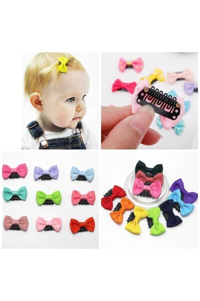 MutluBiDünya Lily Fiyonklu 6 Adet Çıtçıt Bebek Klipsi Saçsız Bebek Tokası Yenidoğan Tokası