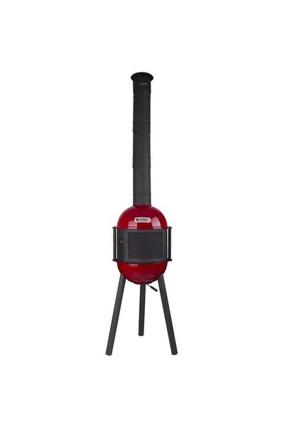 Sürel Çok Amaçlı Döküm Bahçe Şöminesi Teras Sobası Barbekü - Kırmızı