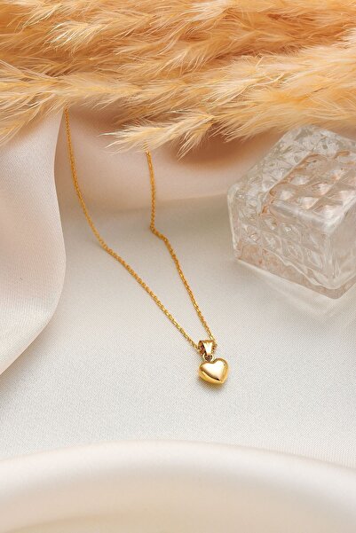 MOOM MÜCEVHERAT 14 Ayar Altın Kolye Kalp Altın Kolye Zincirli