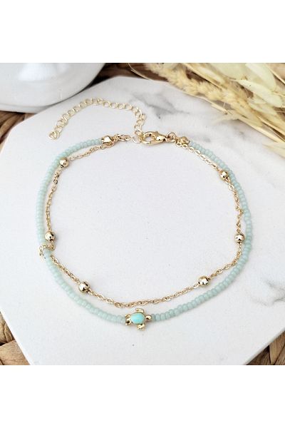 HALHALMILL Water Green Enamel Turtle Apparatus Ball Chain Anklet