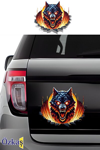 ÖZKAŞ 3D Sticker Vahşi Kurt , Araba, Motorsiklet, Kask, Laptop,cam Sticker 14...