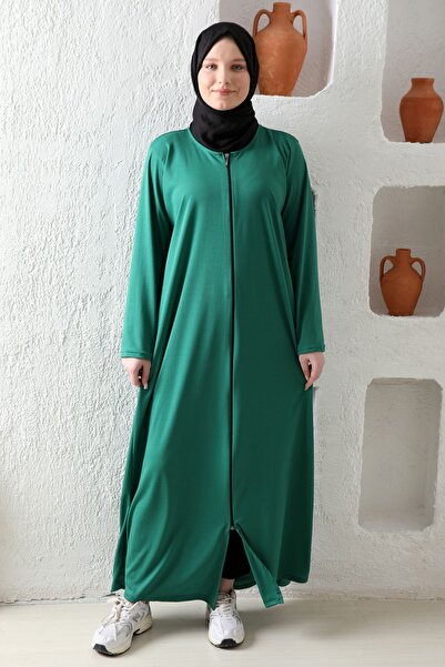 Kutay Collection Fermuarlı Mevsimlik Hafif Kumaş Kadın Namaz Elbisesi Ferace