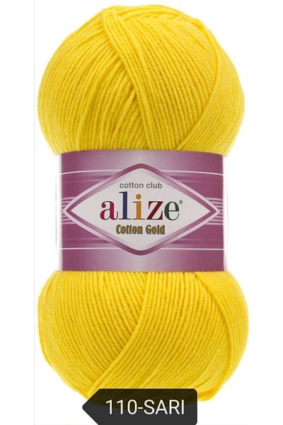 Alize Βαμβακερό χρυσό Amigurumi νήμα Πλεκτό χέρι Σχοινί Punch Σχοινί πλεξίματος 100 gr-κωδικός χρώματος-110-κίτρινο-