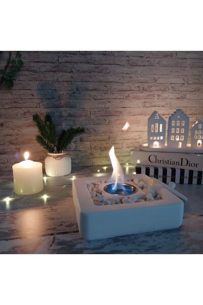 ATÖLYEM BURADA Beyaz Masa Üstü Şömine/ Ateş Çukuru