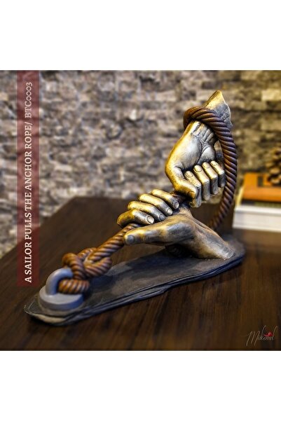 MÜKEMEL El Yapımı Altın Eller Halat Tutan Heykel – Birlik ve Güç Sembolü - Mükemel orijinal tasarım