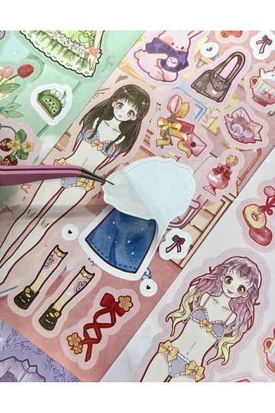 Kağıt Gemi Dükkan Cute Young Girl Dress Up 50 Sheets Box Sticker Set / Decal / Bullet Journal / Scrapbook