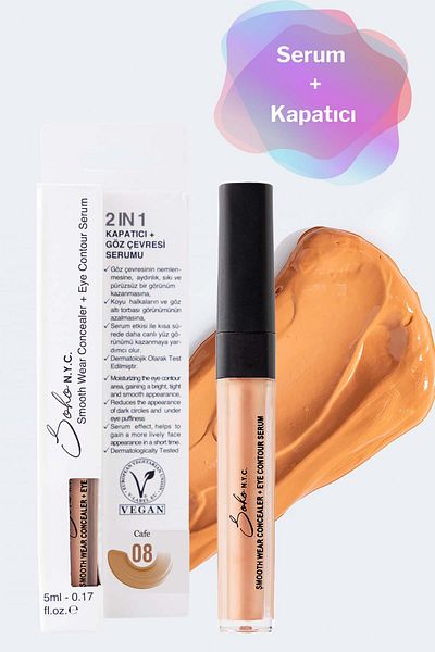 Soho N.Y.C. Vegan Serum Concealer for Under-Eye Dark Circles and Bags 5ml - No:8 Cafe