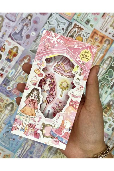Kağıt Gemi Dükkan Cute Young Girl Dress Up 50 Sheets Box Sticker Set / Decal / Bullet Journal / Scrapbook