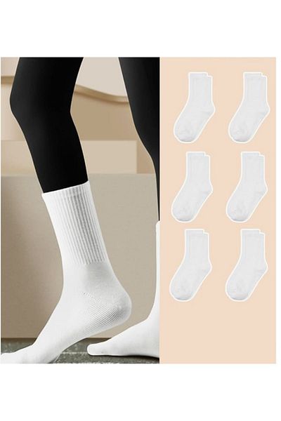 socksbox Бели унисекс чорапи за тенис - обикновени без шарки, 6 чифта
