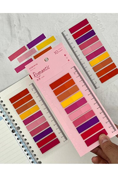 Kağıt Gemi Dükkan 10 ملصقات ملونة رومانسية مسطرة/مؤشر/بوست-إت/علامة كتاب/ورق ملاحظات