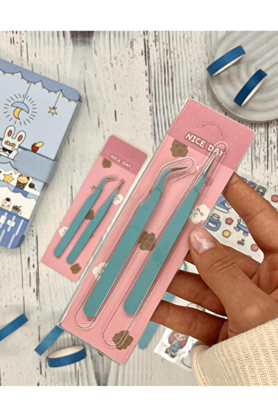 Kağıt Gemi Dükkan 2’li Sticker Cımbızı Seti Düz ve Eğri Uçlu Mavi/Çıkartma /W...