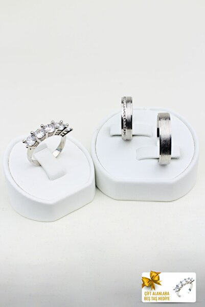 Twem Silver Rüya Inci Birleşimi 925 Ayar Gümüş Alyans Çift Alıma Beştaş Hediye (TEK YÜZÜK FİYATIDIR)