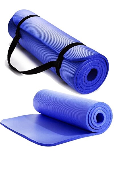 Jet 1 cm Pilates Minderi Taşıma Askılı Plates Yoga Matı Minderi Seti 10 Mm Egersiz Mat Mavi