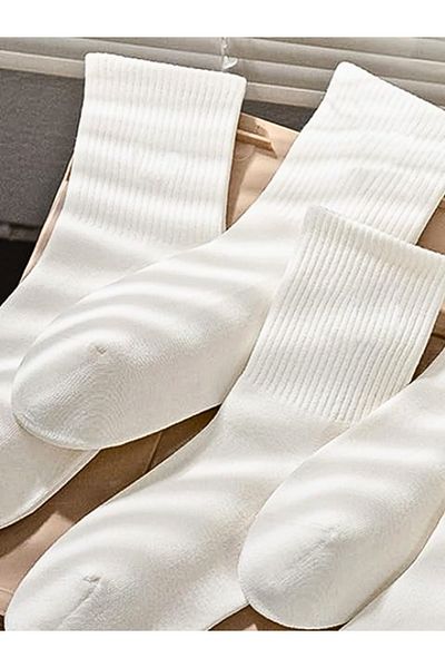 socksbox Бели унисекс чорапи за тенис - обикновени без шарки, 6 чифта
