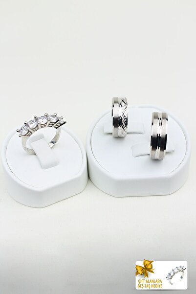 Twem Silver Zamanın Izleri Birleşimi 925 Ayar Gümüş Alyans Çift Alıma Beştaş Hediye (TEK YÜZÜK FİYATIDIR)