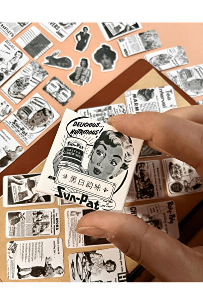 Kağıt Gemi Dükkan Time Notes Siyah Beyaz Nostaljik Reklamlar 50 Adet Mini Kut...