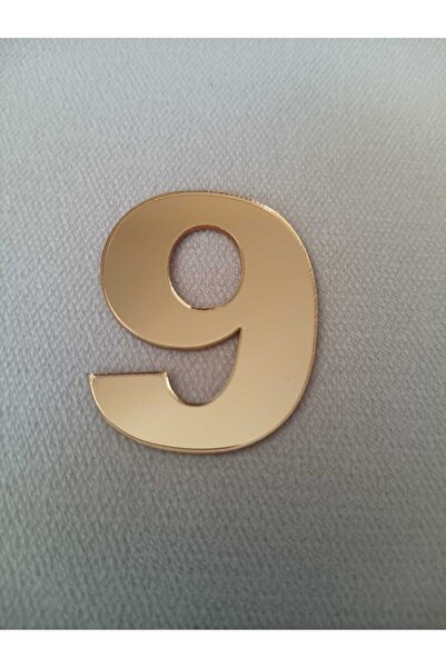 Şirin Lazer DAİRE KAPI NUMARASI POSTA KUTUSU NUMARA 9 RAKAMI GOLD AYNALI PLEKSİ