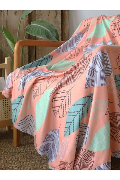 WALLHANG Colorfull Leaf Fleece Blanket, Sofa Throw