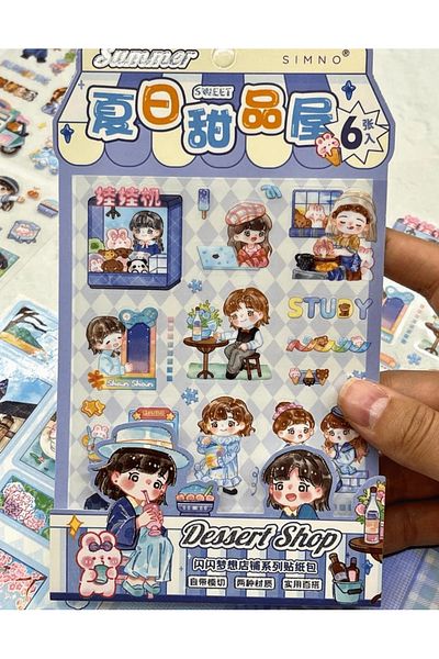 Kağıt Gemi Dükkan Transparent Pet Blue Sticker Set - Cute and Sweet, Waterproof and Bullet Journal