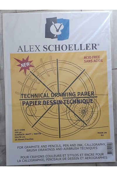 Alex Schoeller ورق رسم 200 جرام 10 قطع 50x70