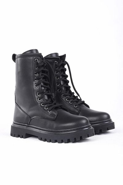 layki Γυναικείες μπότες Santa Black με φερμουάρ και γούνα στο εσωτερικό