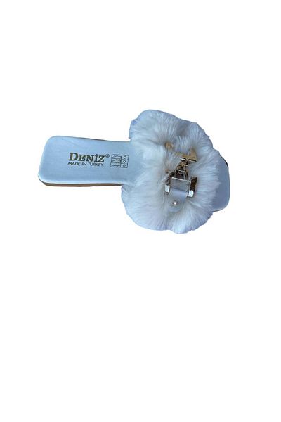DENİZ Women's Buckle Furry Slippers