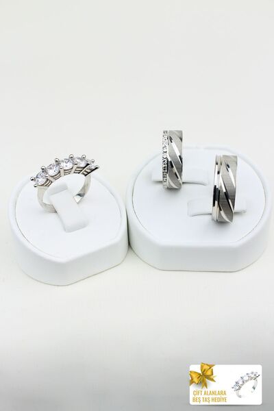 Twem Silver Özgün Bağ Birleşimi 925 Ayar Gümüş Alyans Çift Alıma Beştaş Hediy...