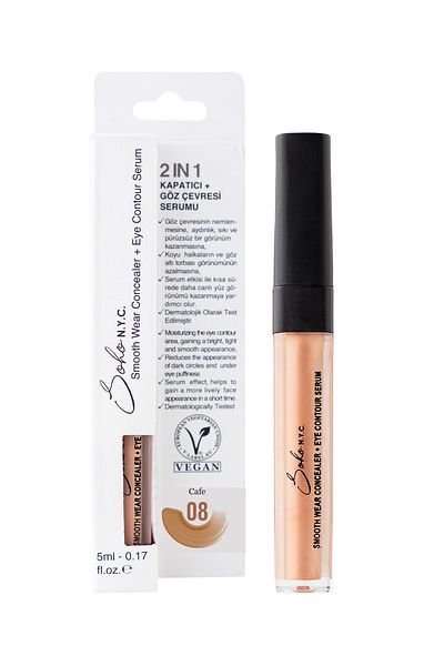 Soho N.Y.C. Vegan Serum Concealer for Under-Eye Dark Circles and Bags 5ml - No:8 Cafe
