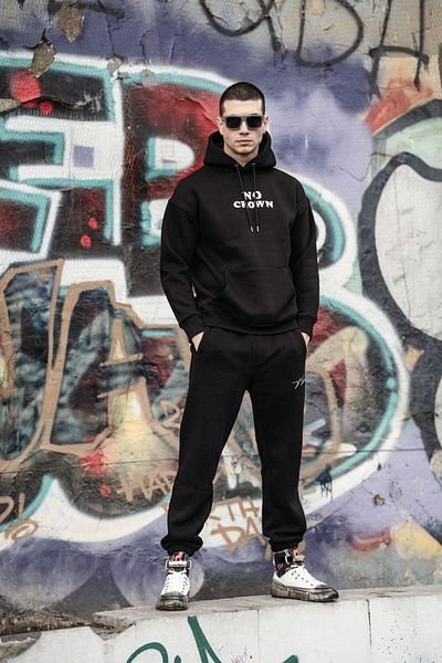 HYPERS No Crown Printed Oversize Hooded Hoody Jogger Suit