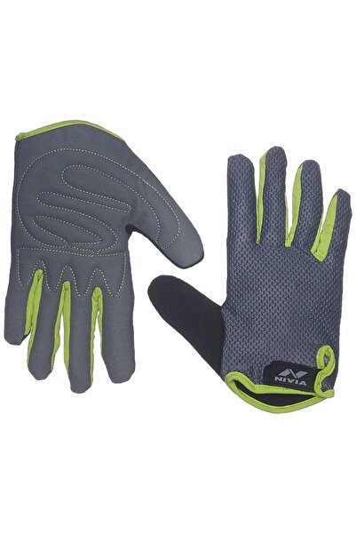 Nivia Cross Training Full Finger Gym Gloves Grey/Green, Large for Men Leather | Perfect for Lifting