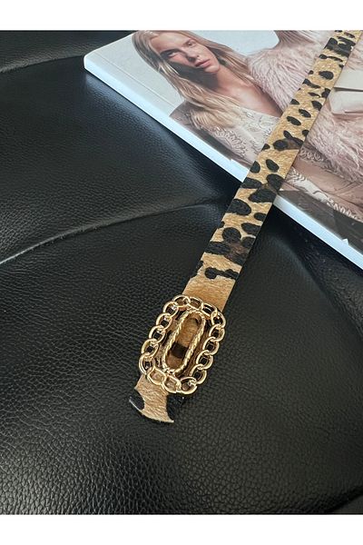 Fiori Curea subțire cu imprimeu leopard pentru femei - pentru haină, cămașă și rochie