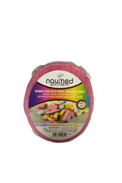 NAUMED صابون إسفنجي طبيعي - مستخلص علكة الفقاعات، إصلاح الساق بالفراولة 130 جرام