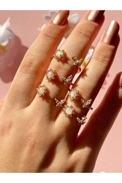 Harlofia Jewelry Ayarlanabilir Opal Taşlı Nature Yüzük