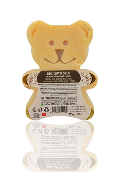 NAUMED صابون إسفنجي طبيعي على شكل دب - بخلاصة حليب الماعز، وإصلاح الساق بالربطة والفراولة