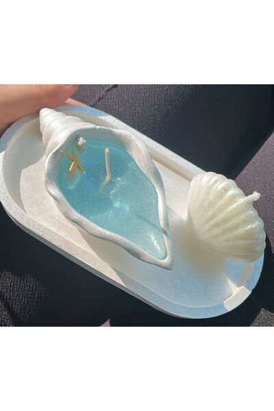 ersu store Sedef Rengi Deniz Kabugu Jel Mum Soya Mini İstiridye Takımı Hediye...