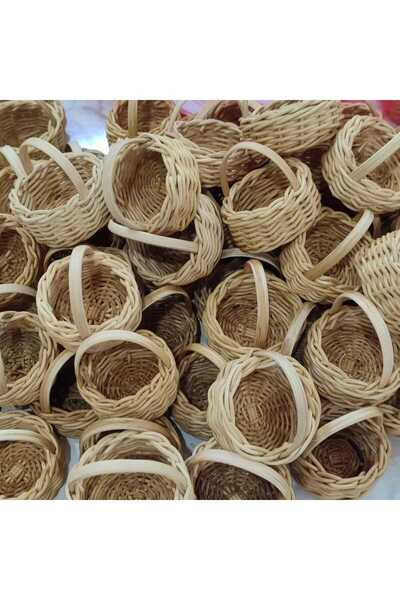 şahinbak Bambu hasır mini sepet,Rattan mini sepet,Nikah,Kına,Doğum günü,Mevlit,Sünnet 10 lu mini sepet(H001)