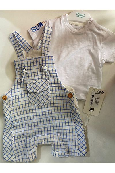 MUTLUDÜNYAM 100% Cotton Muslin Baby Salopet Set