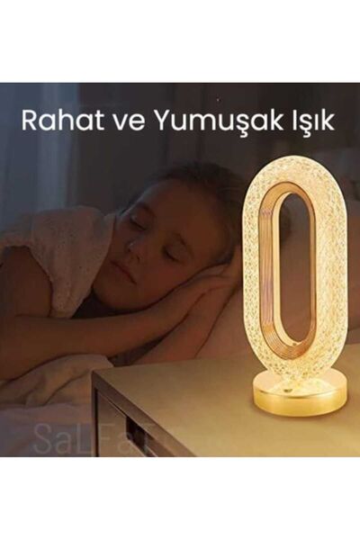 SaLFaT Masaüstü Dekoratif Şarjlı Kristal Görünümlü Masa Lambası 3 Farklı Işık...