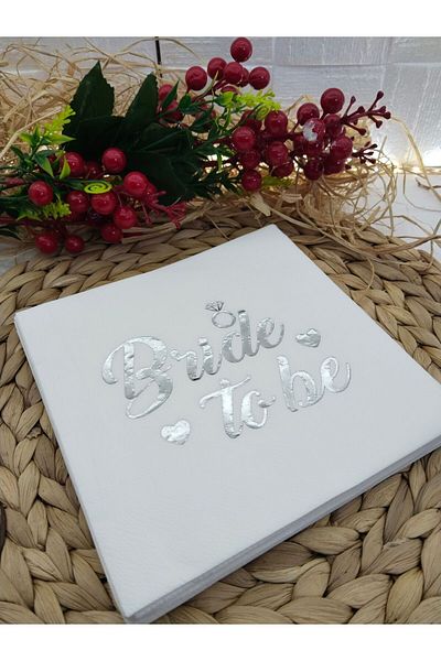 Deniz Party Store BRIDE TO BE ΑΣΗΜΕΝΙΑ ΦΥΛΛΟ ΛΕΥΚΗ ΧΑΜΟΜΠΙ 33Χ33 ΕΚ. 16 ΤΕΜΑΧΙΑ