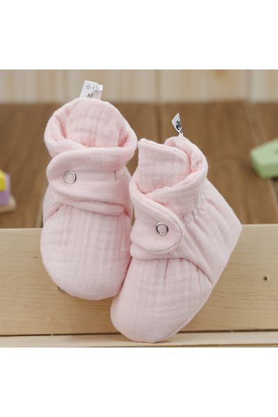 Ella Bonna Organic Cotton Muslin Baby Booties, Newborn Slippers, Pink, Blue 2 Pack