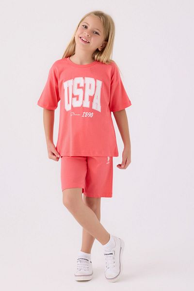 U.S. Polo Assn. Girl's Orange Bermuda Suit