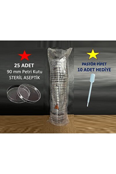 LAB Fıratmed Petri Kabı 90 Mm Aseptik, Steril Plastik Petri Kutu (25 AD/PK) Ve 10 Ad.pastör Pipet Hediye