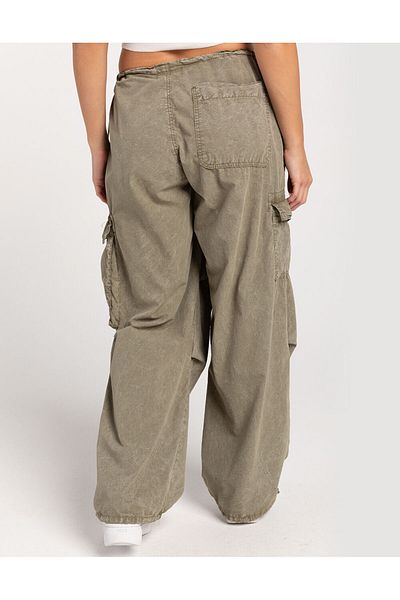 september island Washed Khaki Oversize Cargo Pocket Trousers