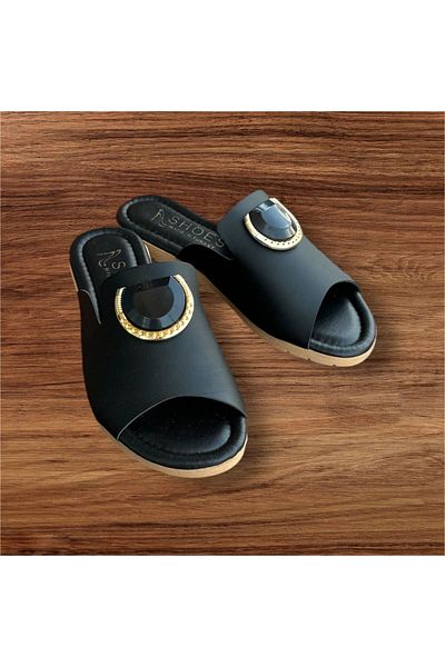 İpek Papuci de damă din mătase neagră - Talpă și accesorii confortabile