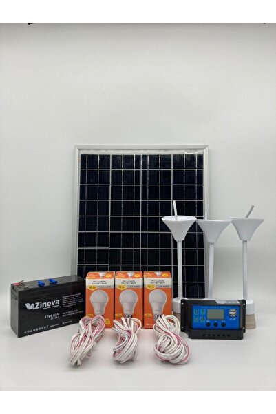 Altay solar 25 Watt Monokristal Panelli Güneş Enerji Seti 3 Ampüllü Solar Ayd...