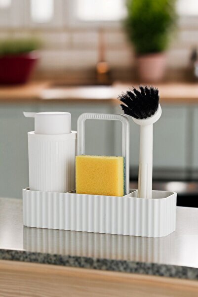 okacih Σετ βούρτσας πιάτων υγρού σαπουνιού και σφουγγαριού - Οβάλ δοχείο