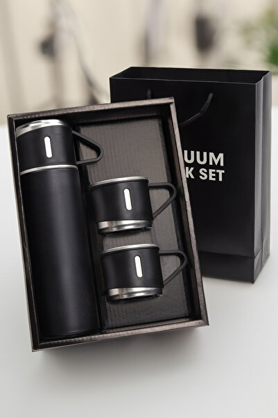 Trendmiya Özel Kutusunda 3 Bardaklı 500 ML Çelik Termos