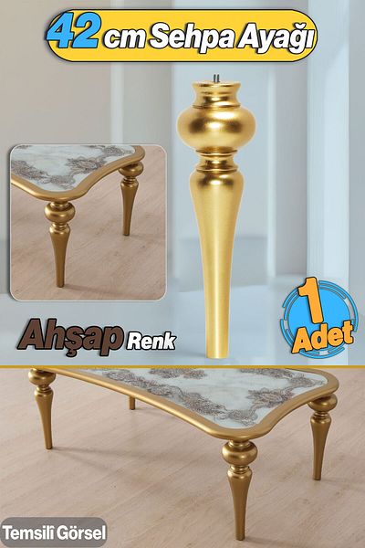 Badem10 Picior de masă de cafea din plastic Drop 42 cm Aur Aur Picior de masă de cafea centrală Picior de masă de mobilier pentru masă de cafea